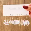 Pendientes de Halloween con un Diseño de Fantasma Blanco Peculiar y Exagerado, Ganchos de Oreja Creativos de Aleación, Pendientes de Goteo de Aceite de Estilo Europeo y Americano para Mujer