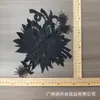Patch de Bordado Vintage Girassol Cauda de Fênix Preto 3D Peça de Bordado Solúvel em Água Acessório de Decoração DIY para Gola de Roupa