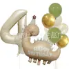 Novo Conjunto de Balões de Folha de Alumínio Dinossauro Branco Leitoso Fosco Retro Decoração de Festa de Aniversário Balões para Chá de Bebê