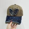 Boné de beisebol vintage com estampa de sol e cores combinando, outono, novo estilo americano, lavado, jeans antigo, adesivo de borboleta, boné combinando