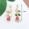 Accesorios de bricolaje Serie Roja Material de aleación Flor clásica Ins Pendientes Pulsera Llavero Colgante