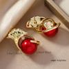 Pendientes de hoja de ginkgo de diseño de personalidad de perla de alta calidad europea y americana, moda única, geométricos de alta calidad, chapados en oro, combinan con todo