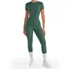 Conjunto de Dos Piezas de Manga Corta para Yoga de Venta Caliente Transpirable para Mujer, Cuello Redondo, Pantalones Ajustados, Glúteos de Melocotón, Conjunto de Pilates y Fitness