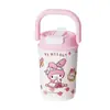 Nuevo vaso térmico de gran capacidad Sanrio Hello Kitty, elegante y portátil con asa, vaso de agua de acero inoxidable