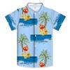Camisa de Manga Corta de Verano con Estampado Digital 3D Transfronterizo de Playa Hawaiana con Hojas de Coco Cuello Solapa Ropa para Niños Pequeños y Medianos