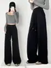 Nuevos pantalones casuales de pierna ancha para mujer, de cintura alta, adelgazantes, fluidos, de corte holgado, favorecedores, versátiles pantalones de pierna recta, adecuados para ir al trabajo, elásticos y cómodos