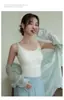 [Procesamiento Personalizado] Camisola de Seda de Hielo con Copas Fijas, Cómoda y Anticaída, Adecuada para Usar Como Prenda Exterior o en Capas, Diseño Trasero Sin Costuras y Hermoso