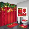 Cortina de Ducha de Poliéster Impermeable y Antimoho Impresa con Regalo de Navidad Atmósfera de Campanas Navideñas Suministro Directo del Fabricante Cortina de Ducha