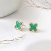 Pendientes de trébol de cuatro hojas exquisitos con ambiente de moda europeo y americano Pendientes de acero de titanio oro rosa dorado para mujer