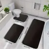 Tapete de banheiro liso transfronteiriço, conjunto de três peças de tapete para vaso sanitário em fleece de coral absorvente de água, tapete de pé resistente à sujeira e ao desgaste
