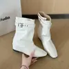Botas Retro Nuevas Hermosas Botas de Mujer Botines Puntiagudos Cuadrados Botas de Media Pantorrilla Rad 2026 Pantalones de Altura Oculta Caballero Apilados