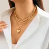 Set de Collar Sencillo con Perlas de Hip-Hop Europeo y Americano para Mujer, Versátil Geométrico Ot Cierre Collar Corto en Forma de Corazón Joyería