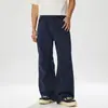 Calça Casual Masculina com Design Plissado Múltiplo Estilo Streetwear Americano, Nova Calça Reta de Perna Larga Estilo Vintage Lavado para o Verão