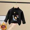 Blusa de Base Masculina Gola Meia-Alta Fleece Escovado Manga Longa Outono/Inverno 2026 Novo Estilo para Crianças de Tamanho Médio a Grande Blusa Quente