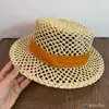 Sombrero de Paja Hueco Estilo Francés para Mujer, Sombrero de Protección Solar Estilo Vacaciones de Verano, Sombrero Plano de Playa Estilo Old Money