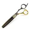 Tesoura de Cabeleireiro Zb-11 Preto Dourado 6.0 polegadas, Tesoura de Corte de Cabelo, Tesoura Reta, Tesoura de Franja, Tesoura Desbastadora