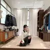 Falda Umbrella de Lana Mezclada Gris Oscuro de Cintura Alta Estilo Coreano BRIVIN para Mujer Invierno 2026 Estilo Perezoso Falda Midi con Caída