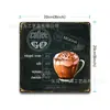 Letrero de hojalata vintage personalizable para café, forma cuadrada, 20x30cm, letrero de metal para decoración de pared de cafetería o bar