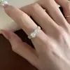 Anel de Renda com Laço em Forma de Coração, Cool e Elegante, Popular no Xiaohongshu, Anel Tendência Transparente em Forma de Coração Tridimensional para Dedo Indicador