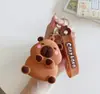 Linda Cartera de Silicona de Capibara, Bolsa de Dibujos Animados para Niños, Bolsa de Almacenamiento Portátil, Tarjetero, Bolsa para Auriculares, Colgante Pequeño