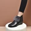 Botas peludas Botas de mujer 2024 Otoño e Invierno Nuevo Estilo coreano Punta redonda Tacón grueso Piel de vaca de primera capa Botas cortas Cremallera trasera Botas de moda