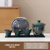 Juego de té de viaje para regalo de empresa, taza exprés, una tetera, tres tazas, tazón portátil con tapa, juego pequeño para exteriores, traje de Kung Fu de alta gama