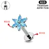 Pendientes de Aleación de Titanio F136 Transfronterizos, Piercings para Labio, Barras Rectas con Flores Incrustadas de Circonitas, Joyería de Piercing de Moda de Nicho para Orejas Perforadas