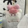Lindo colgante de peluche con forma de bola de carbón de imitación de piel de conejo rex, joyería creativa, muñeco de dibujos animados, llavero para coche