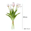 Ramo de tulipanes artificiales de tacto suave para arreglo de escenas, decoración floral, flores artificiales realistas de alta gama para paisajismo