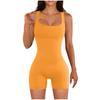 Mono ajustado de verano 2025 para mujer, con cremallera, color liso, cuello cuadrado, sin mangas, cintura ajustada, pantalones cortos de yoga
