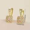 Pendientes de Aro Cuadrados Geométricos con Incrustaciones de Circonita y Cobre Transfronterizos Completamente Diamantados para Mujer, Simples y Versátiles, Pendientes de Aro Elegantes y con Estilo, Accesorios de Oreja de Moda