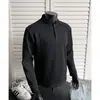 Nuevo Top de Otoño Diseño de Empalme Desestructurado Sudadera con Cuello Alto Camisa Polo Hombro Derecho Camiseta de Manga Larga para Hombre