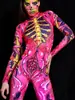 Europeo y Americano Nuevo Producto de Halloween Body Divertido de Calavera Impresión Digital 3D Disfraz de Una Pieza Cosplay para Adultos