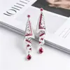Brincos Yanbai Estilo Étnico com Strass Brilhante em Formato de Saia para Mulheres, Brincos Exquisitos Estilo Festivo com Toque de Luxo, Acessórios de Orelha Únicos e Personalizados