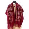 Otoño e Invierno Planta Flor Hilado Core-spun Borla Bufanda Chal Cálido Bordado Cachemira Estilo Étnico Vintage para Mujer