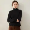 25 nuevos suéteres de cachemira de cuello alto para mujer, con cuello alto, corte holgado, material grueso, color liso simple y diseño de punto pullover