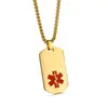Joias por Atacado Pingente de Placa Militar Símbolo Médico Europeu e Americano Pingente de Aço Inoxidável Joias com Pingente de Placa de Cachorro Hip-Hop de Aço Inoxidável Colar