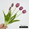 Tulipanes simulados de goma blanda de 5 cabezas para decoración del hogar, flores artificiales para ramos de boda, ramos de tulipanes simulados, flores artificiales