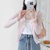 Cárdigan de Punto Fino de Lino de Bambú Manga Larga Verano 2025 Exterior Corto Camisa Fresca Chal Protector Solar Top de Moda para Mujer