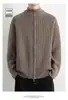 Ropa Exterior Popular de Otoño e Invierno, Cárdigans, Suéteres de Cremallera de Color Liso, Prendas de Punto para Hombre, Cuellos Altos, Chaquetas y Suéteres de Marca de Moda para Exportación Transfronteriza