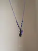Colar com Pingente de Gato Preto de Design Único com Personalidade e Elegância, Gargantilha Trançada Azul Klein com Contas, Corrente de Clavícula Moderna