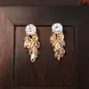 Brincos Elegantes com Franjas de Zircônia Super Brilhantes Agulha de Prata 925 Moda de Alto Padrão Brincos Requintados Brincos Elegantes Estilo Ins