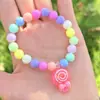 Pulseiras Coloridas de Contas Infantis com Vários Pingentes de Desenho Animado, Acessórios de Alta Qualidade e Requintados para Meninas, Presentes de Aniversário, Produtos para Atacado