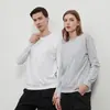 Sudadera de Algodón de Alta Gama, Color Sólido, Saludable, con Logo Impreso Personalizado, Ropa de Trabajo de Cuello Redondo para Otoño e Invierno, Uniforme Corporativo de Manga Larga con Bordado