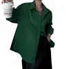 2025 Novo Outono Estilo Coreano Tops Femininos Design Feminino Nicho Camisas de Manga Longa Tops Verdes