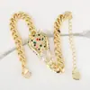 Tendencia de moda europea y americana hip hop pulsera de leopardo chapada en cobre oro real circón microincrustado pulsera de amantes al por mayor
