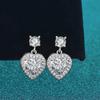 Aretes de diamantes de simulación de transmisión en vivo para mujer, amor ins, aguja de plata esterlina S925, micro incrustación de seis garras, aretes de diamantes de alto carbono