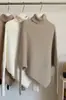 Suéter Irregular de Gola Alta Feminino Outono Inverno Estilo Preguiçoso Alta Qualidade Amplo Roupa Exterior Suéter de Tricô Macio Engrossado