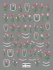Adesivos de Unha Fofos Rosa e Branco com Novo Relevo e Laços Transfronteiriços Adesivos de Laços Simples e Doces para Manicure