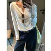 Moque Nueva Colección Otoño: Camiseta Casual de Manga Larga, Cuello en V, Botones, Ajuste Holgado, Adelgazante MQ1845